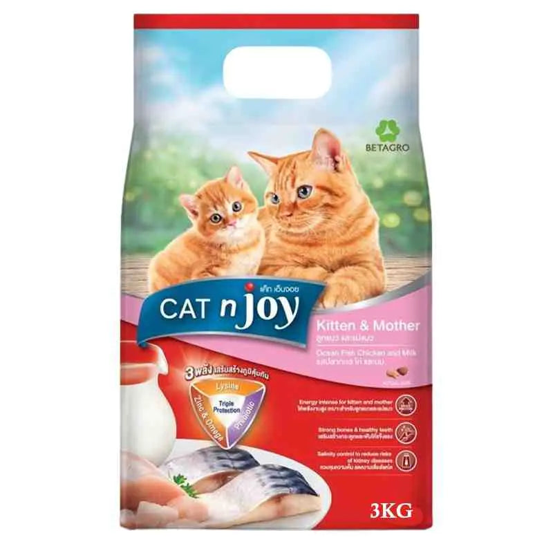 Cat n Joy Kitten & Mother Cat Food Ocean Fish, Chicken and Milk Flavor - 3kg