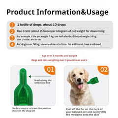 Pet Deworming Drops For Dogs And Cats External Deworming ﻿,protect Pet Health- 1*3= 3ML